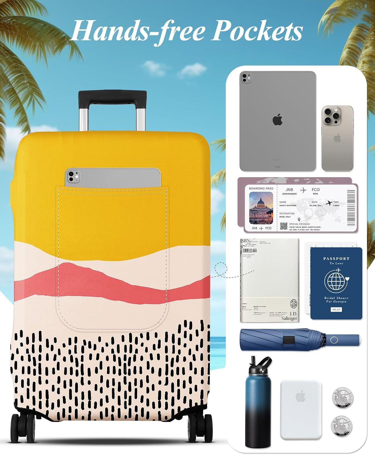 Slohif Luggage Cover for Suitcase Tsa Approved Protector - Luggage Sleeve Large Suit Case Cover Travel Stretch Baggage Case Protective Washable Fit 22-24 Inch Patchwork S