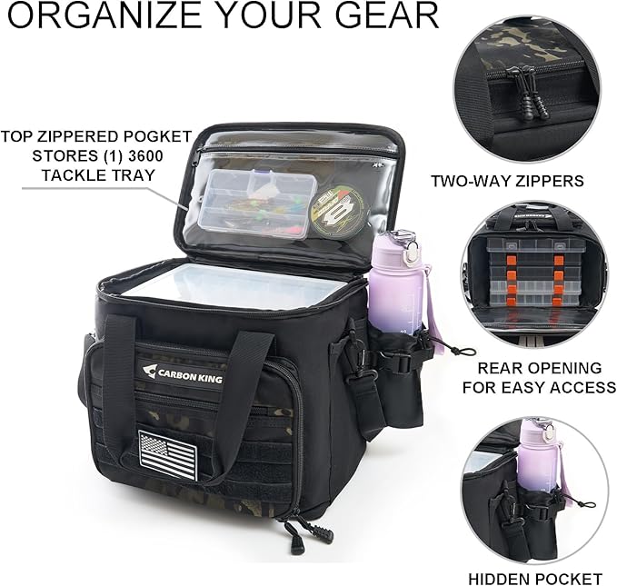 Waterproof Fishing Tackle Bag,Saltwater Tackle Box Bag,Fishing Bags for Men - Fishing Gifts for Men Black