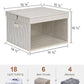 StorageWorks Storage Bins with Lid and Clear Window, Fabric Storage Boxes with Lids, Stackable Basket for Shelves, Closet Organizer and Storage Bins, Khaki and Beige Stripes, Jumbo, 4-Pack