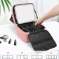 Relavel Makeup Bag with LED Mirror, Travel Makeup Case with Rechargeable Lighted Mirror 3 Color Lights, Dual Layer Cosmetic Box Makeup Brush Lipstick Holder Organizer for Women, Leather Pink