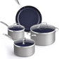 Nuwave Healthy Duralon Blue Ceramic Nonstick Coated 7pc Cookware Set, Scratch-Resistant Diamond Infused, PFAS Free, Induction Ready & Evenly Heats, Oven Safe, Tempered Glass Lids