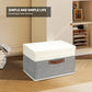 8 Pack Storage Bins Foldable Storage Boxes Fabric Storage Box with Lid & Handle Large Washable Organizer Bulk for Office, Home, Books, Clothes, Bedroom, Closet, (15INx10INx10IN White/Grey)