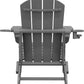 SERWALL Folding Adirondack Chair, Dual Cup Holders & All-Weather HDPE, Wood-Like Patio Chair for Backyard, Camping，Pool & Fire Pit- Grey