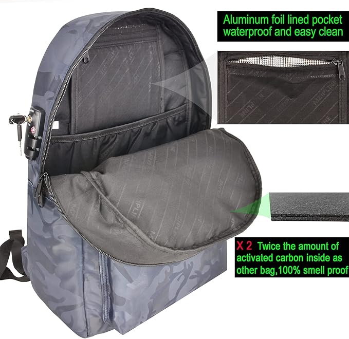 Backpack Bag With TSA Lock & Key-Smell Proof Daypack bag for Men & Women Travel