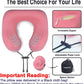 napfun Neck Pillow for Traveling, Upgraded Travel Neck Pillow for Airplane 100% Pure Memory Foam Travel Pillow for Flight Headrest Sleep, Portable Plane Accessories, Rose