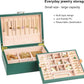 Small Jewelry Organizer for Women, 2-Layer Travel Jewelry Box with Portable Case, Necklace Ring Storage for Dresser, Girls Teens Gifts (Green)