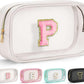YOOLIFE Initial Make Up Bag Travel Toiletry Bag, Clear Makeup Bag Preppy Cosmetic Bag Clear Makeup Bags With Zipper Girlfriend Teacher 6 Year Old Girl Gifts Daughter Gifts Swim Gifts For Girls White P