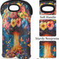 Neoprene Wine Tote, Bottle Carrier Gag Insulating Neoprene Thicker, Insulated Wine Bag for Travel Holds Two Bottles, Bottle Carrier Bags Protect the Bottles, Mushroom Flower