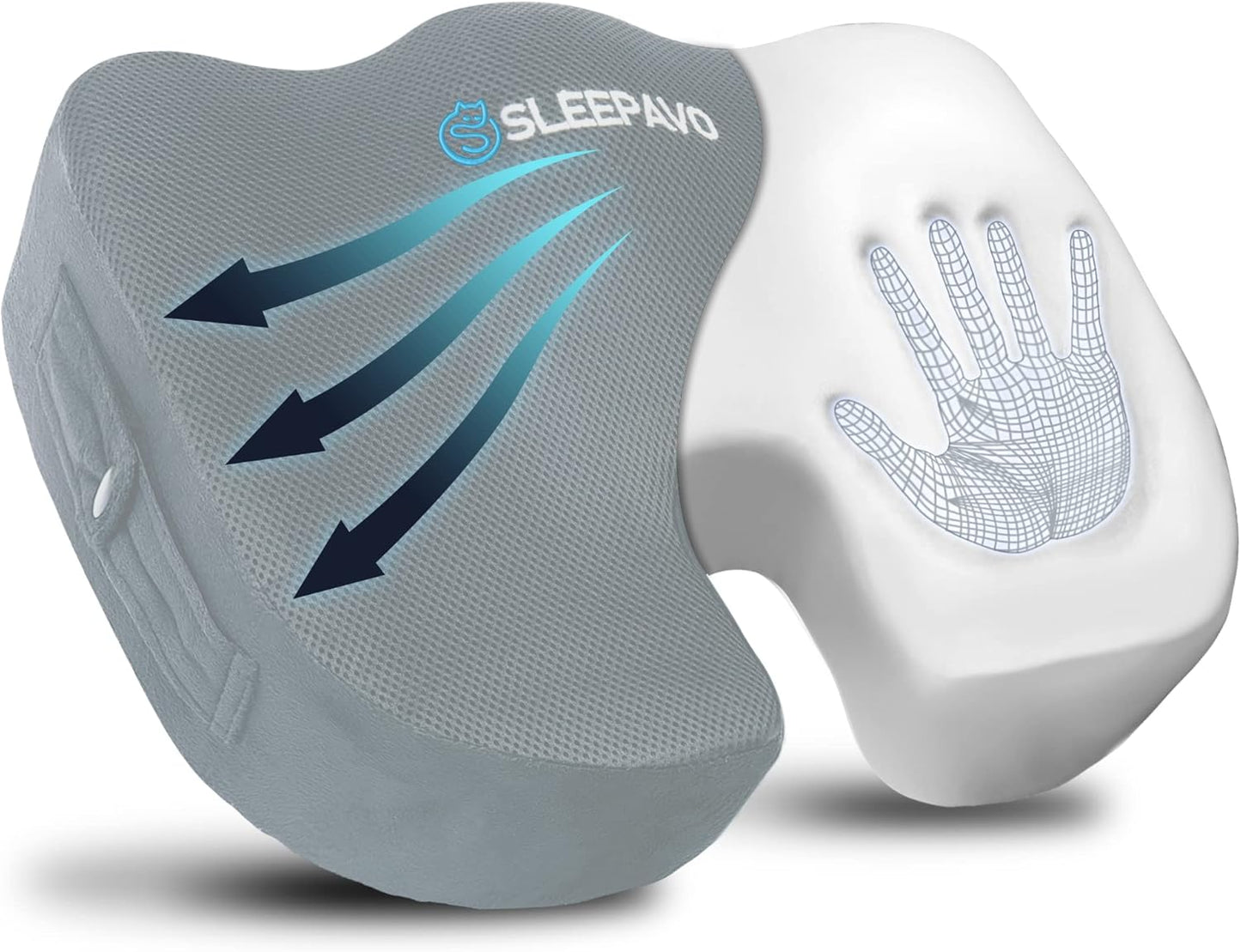 Sleepavo Office Chair Cushion - Seat Cushion for Tailbone Pain Relief - Butt Pillow for Coccyx, Sciatica, and Lower Back Pain - Orthopedic Chair Pad for Lumbar Support in Office Desk (Gray)