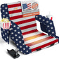 ACELETIQS Heated Stadium Seats for Bleachers with Back Support – USB Battery Included - Upgraded 3 Levels of Heat - Foldable Chair - 4 Pockets, Cup Holder - for Camping, Games & Sports (USA Flag)