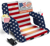 ACELETIQS Heated Stadium Seats for Bleachers with Back Support – USB Battery Included - Upgraded 3 Levels of Heat - Foldable Chair - 4 Pockets, Cup Holder - for Camping, Games & Sports (USA Flag)