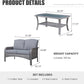HOOOWOOO Patio Furniture Set,Outdoor High Back Loveseat Set,All Weather Wicker 2-Seater-Sofa Love Seat with Table,Dark Gray