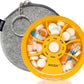 INVODA Weekly Pill Organizer 7 Compartment Rotating Pill Box for Daily Medication & Vitamins - Portable Travel Pill Case Fish Oil Supplements Vitamins Organizer (Orange+Bag)