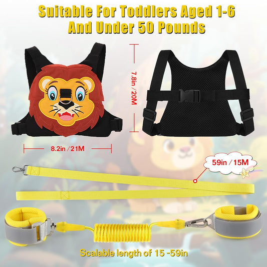 Toddlers Leash + Anti Lost Wrist Link Child Kids Safety Harness Kids Walking Wristband Assistant Strap Belt for Boys Pink Christmas Gift (Black)