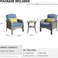 HOOOWOOO Patio Furniture Set,3 Pieces Outdoor Conversation Set,All Weather Wicker Bistro Set Yard Porch High Back Chairs Side Table,Denim Blue