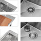 Kitchen Sink, 15 x 15 x 10 inch Small Bar Prep Sink 16 Gauge Stainless Steel Drop Single Bowl Workstation with Cutting Board