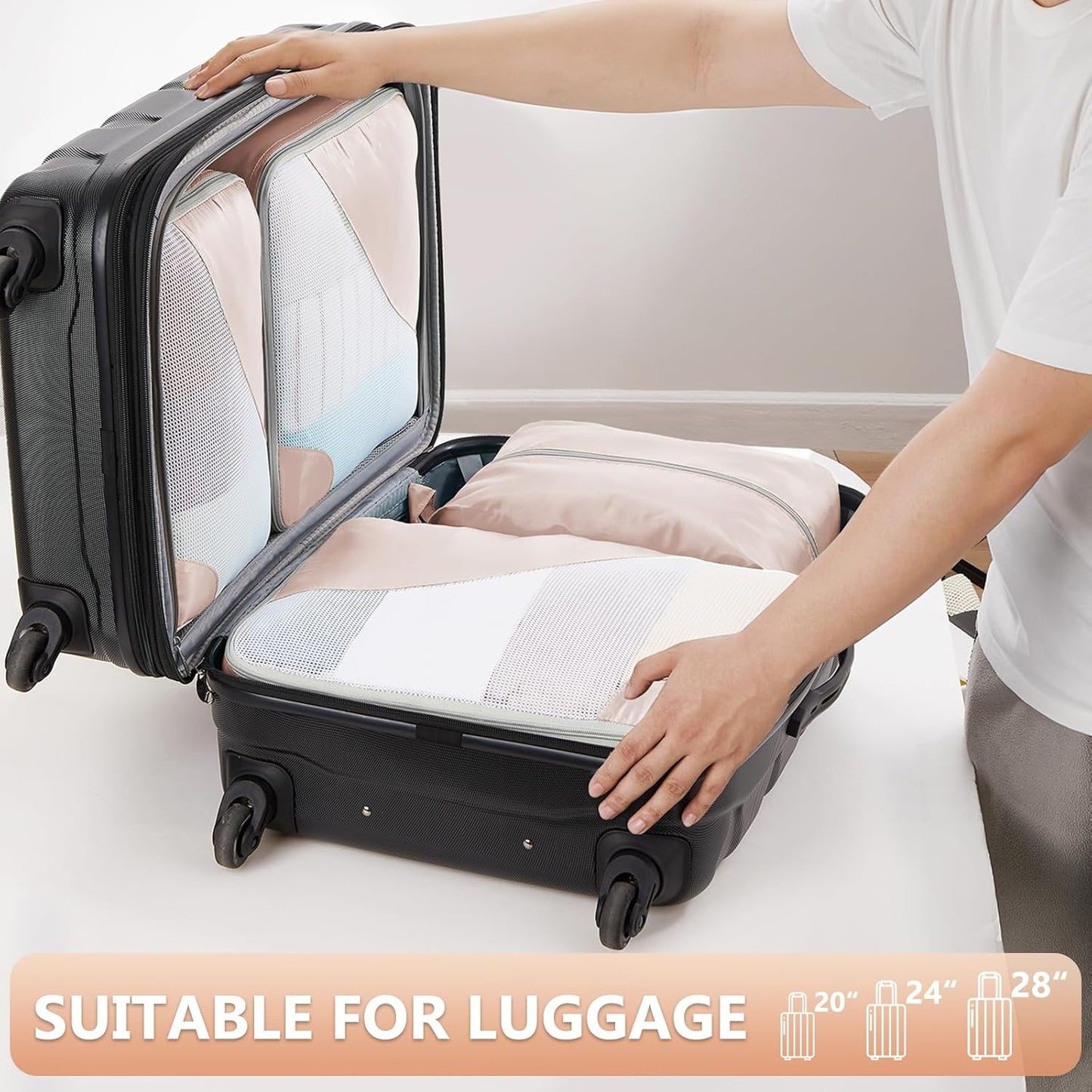 10 Set/8 Set Packing Cubes for Travel, Gifts for Women Mom,Anti-Tearing Suitcase Organizer for Luggage with Shoe & Hanging Toiletry Bag,OlarHike Vacation Essentials & Accessories for Cruise Ship,Cream - Roamly