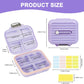 Travel Pill Organizer Box with Labels, 7 Compartments Portable Mini Pill Case, Daily Medication Organizer Storage Pill Container for Pocket Pharmacy(Purple, S)
