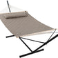 ANOW 2 Person Hammock with 12FT Stand, Heavy Duty Hammock with Stand for Outdoors, 450 LBS Weight Capacity, Light Brown