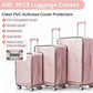 3 Piece Luggage Set 100% PC Hardshell, Front Opening Expandable Suitcase (20/24/28) with Laptop Compartment & Free Custom PVC Covers, Trunk Style Lightweight Spinner Wheels TSA Lock (Pink)