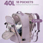 LOVEVOOK Travel Backpack for Women & Men 40L,Airline Approved Carry On Backpack Travel Essentials,TSA Carry on Luggage,Waterproof Personal Item Travel Bag,Suitcase with 3 Packing Cubes,Light purple