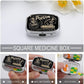 Metal 2 Compartment Pill Organizer Travel Friendly Portable Compact Pill Box Cute Pill Case to Hold Vitamins,Fish Oil,Supplements,Meds,Tablet for Purse,Pocket. (Black Background)