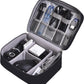 Cable Organizer bag for women or men,Electronic Accessories Carry Case Portable Waterproof Double Layers All-in-One Storage Bag for Cord, Charger, Phone, Earphone (Black)