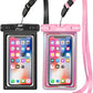 AiRunTech Waterproof Phone Pouch,Floating Waterproof Phone Case with Adjustable Lanyard,Beach,Cruise,Vacation Essentials,Summer Travel Phone Protector-2 Pack(Black + Pink)