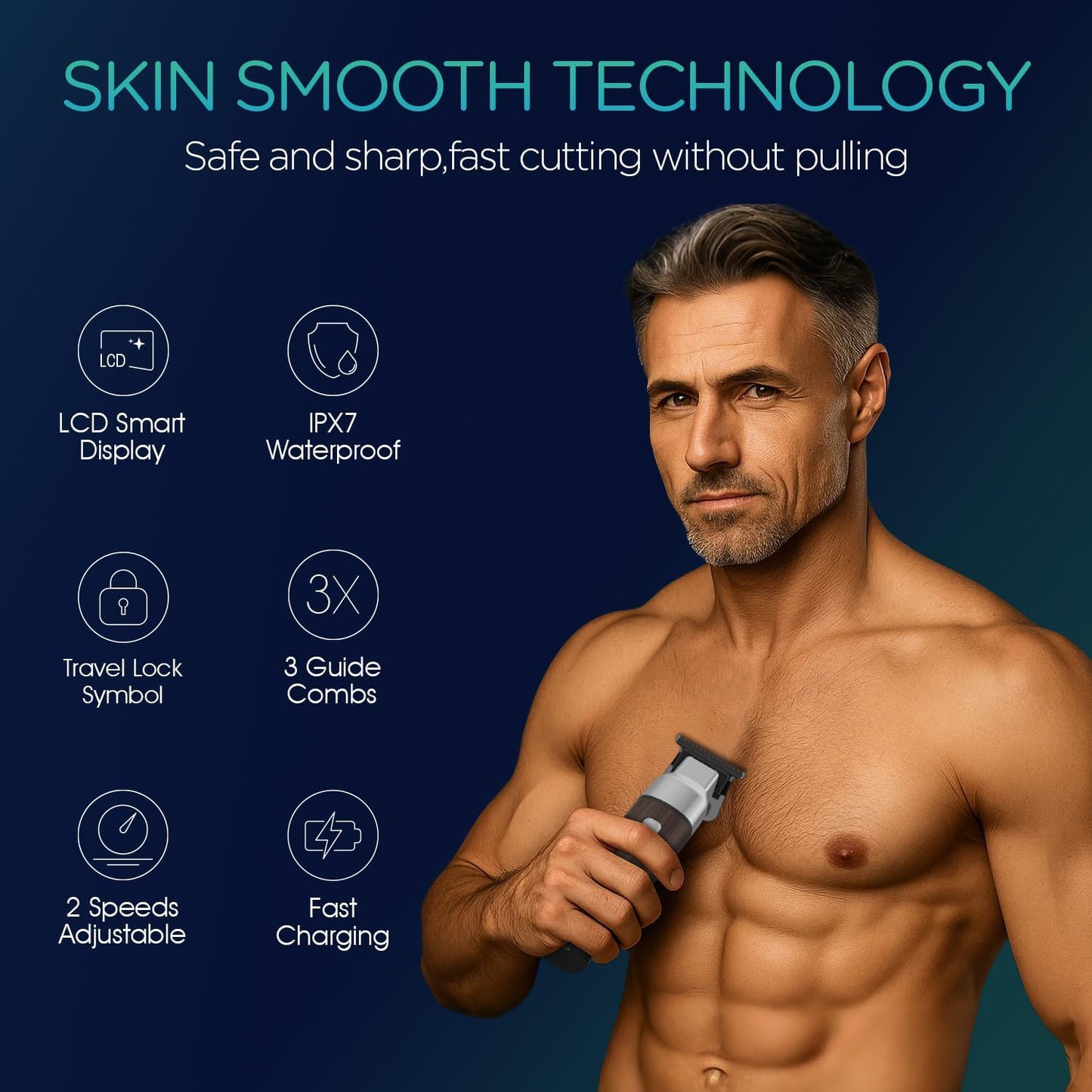 VOYOR Body Hair Trimmer for Men,Electric Razor,Versatile Groin & Body Trimmer,Waterproof and Cordless Shaver, Manscaper for Men, USB-C Charging Groomer,Ceramic Blade Razor Male Grooming HT310 (Wood)