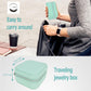 PU Leather Travel Small Portable Mini Travel Jewelry Organizer for Rings Necklaces Earrings and Lipstick Green