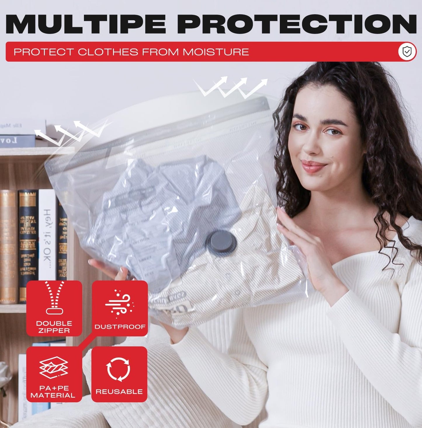 Travel Vacuum Storage Bags with Rechargeable USB Pump, 12 Pack Carry-On Size Compression Packing Bags for Luggage and Suitcase, Space Saver for Clothes and Clothing Travel