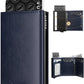 VULKIT Pop up Card Wallet Minimalist Cash Wallets RFID Blocking Leather Smart Credit Card Holder with ID window for Men(Navy)