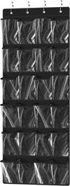 Simple Houseware 24 Pockets Large Clear Pockets Over The Door Hanging Shoe Organizer, Black (56" x 22.5")