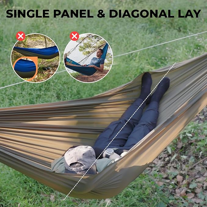onewind Camping Hammock with Rain Fly and Bug Net Portable Lightweight 11ft Double Hammock with 12ft Ultralight Silnylon Tarp and Mosquito Net Ridgeline 12Ft Tree Straps for Camping Hiking Backpacking