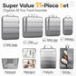 Veken 11 Set Compression Packing Cubes for Travel Essentials,Compressible Expandable Large Luggage Suitcase Organizer Bags for Clothing,Durable Space Saver Storage Bags with Toiletry Bags(Gray)