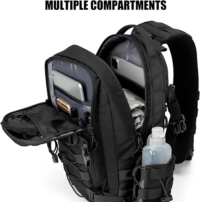 Jueachy Tactical Sling Bag for Men: Everyday Carry Gear 12L EDC CCW Concealed Carry Sling Bag 2-in-1 Shoulder Bag Backpack