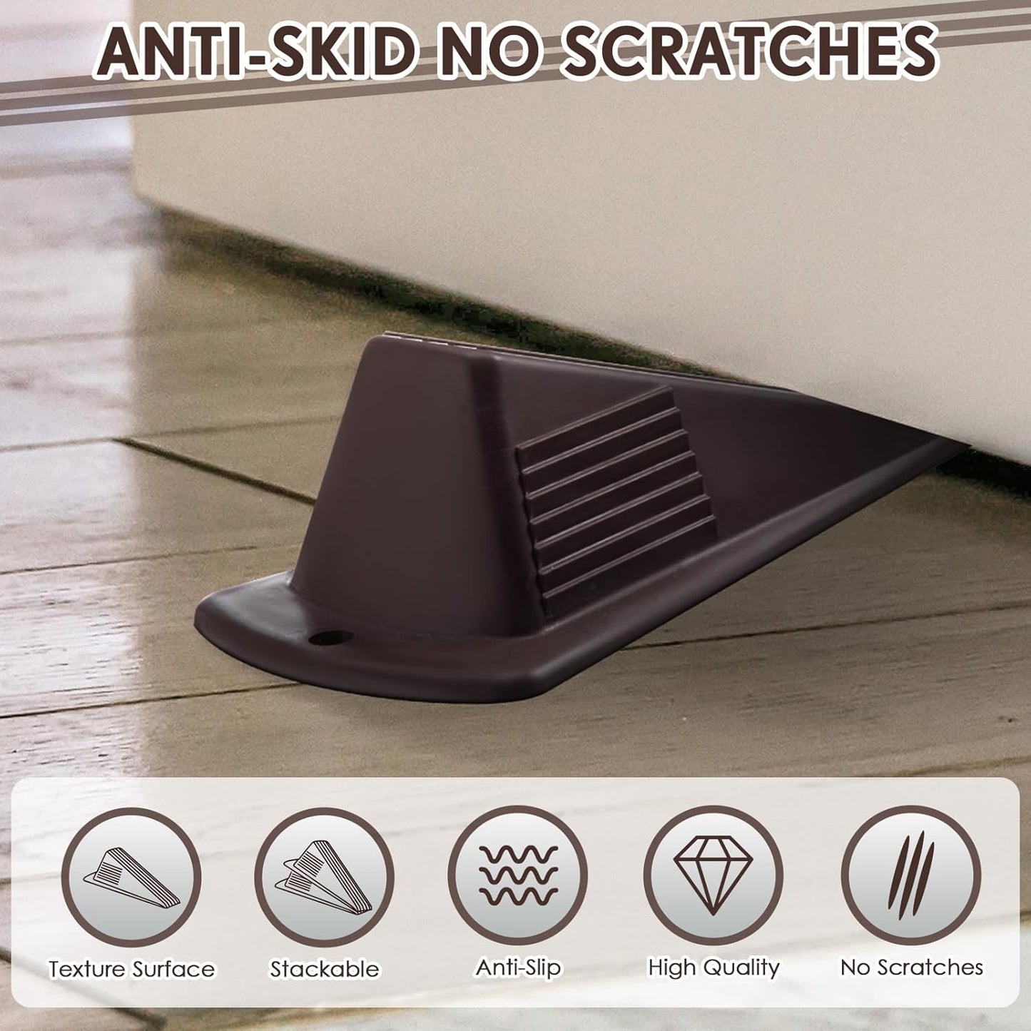 Frienda 12 Pcs Jumbo Door Stoppers Heavy Duty Door Stopper Tall up to 2inch Tall Wedge TPR Large Wedge Stackable Big Rubber Doorstop for Hotel Carpet Hardwood Concrete and Tile (Coffee)