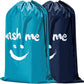 HOMEST 2 Pack XL Wash Me Travel Laundry Bag, Dirty Garments Organizer, Large Enough to Hold 4 Loads of Clothes, Easy Fit a Hamper or Clothing Basket, Azure and Blue