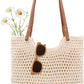 Peicees Crochet Beach Bag For Women Summer Tote Bag Boho Shoulder Bag With Leak-Proof Lining for Vacation Travel Woven Purse