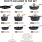 JEETEE 24Pcs Ceramic Cookware Set, Gray Pots and Pans Set Non Stick, Kitchen Healthy Non Toxic Induction Cookware Sets W/Saucepans, Sauté Pan, Griddle, Crepe Pan & Pancake Rake (PFAS,PFOA Free)