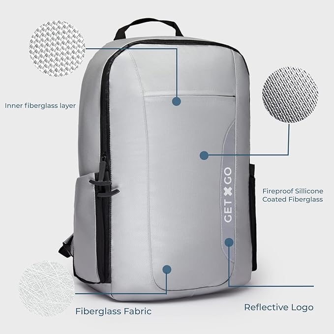 Fireproof Backpack – UL 94 V-0 & NFPA 701 Go Bag | Withstands up to 1832°F | Water-Resistant Emergency Bug Out Bag for Documents, Tech & Supplies | 20L | The Original by GETXGO