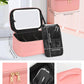 Makeup Bag With LED Mirror, Travel Makeup Bag With 3 Color Setting Light Up Mirror Cosmetic Makeup Organizer Vanity Case for Women Beauty Tools Accessories Rechargeable Makeup Travel Bag - Pink