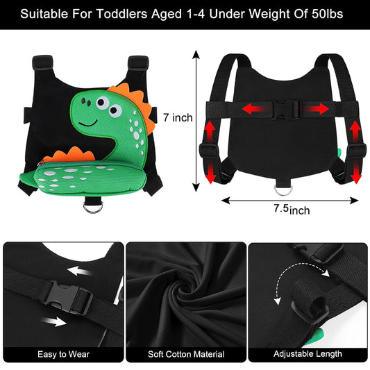 Accmor Toddler Harness Leash + Anti Lost Wrist Link, Cute Dinosaur Kids Leash Walking Harness, Baby Leashes for Toddlers, Child Harness Leash Wristband Assistant Strap Belt for Boys Girls Outdoor