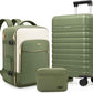 Luggage Sets 3 Piece, Carry On Luggage 20In With Spinner Wheels,PC Hardside Suitcase Set with TSA Lock,Durable Carry On Suitcase With Travel Backpack for Men (Military Green, 3 piece set (BP/20inch))