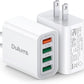 40W USB Wall Charger Block, 2-Pack 4-Port USB A Fast Charging Brick Dual QC Wall Plug Adapter Compatible for iPhone 17/16/15/14/13/12/11 Pro Max Plus,iPad,Galaxy