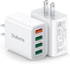 40W USB Wall Charger Block, 2-Pack 4-Port USB A Fast Charging Brick Dual QC Wall Plug Adapter Compatible for iPhone 17/16/15/14/13/12/11 Pro Max Plus,iPad,Galaxy