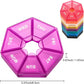 Ponpon 8pcs Pill Holder Box 7-Sided Portable Vitamin Holder Box Pill Organizer Medicine Planner (8 Corlor)