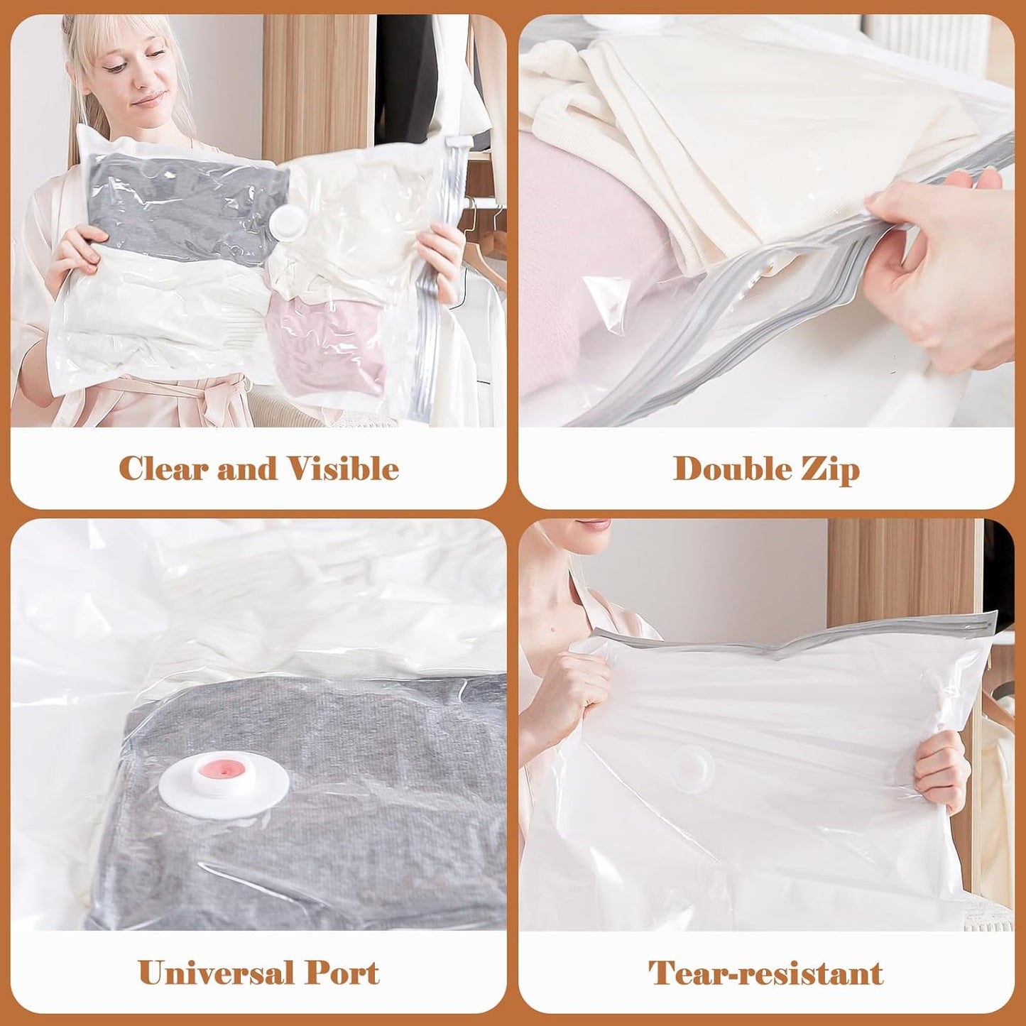Vacuum Storage Bags for Clothing Travel, 10 Pack Vacuum Bags with Wireless Charging Air Pump(2 Large+4 Medium+4 Small), Compression Packing for Clothes Blanket Suitcase Luggage