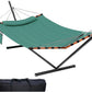 TegerDeger 12FT 2 Person Hammock with Stand Included 55 x 79IN Large Hammock 450LB Capacity with Hardwood Spreader Bar & Nylon Rope for Outside, Patio, Garden, Backyard, Beach, Poolside - Lake Blue