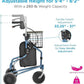 NOVA Traveler Folding 3-Wheel Walker with Tray, Basket, Pouch & Cup Holder, Lightweight Mobility Aid for Seniors & Adults, 8” All-Terrain Wheels for Tight Spaces & Travel, Blue